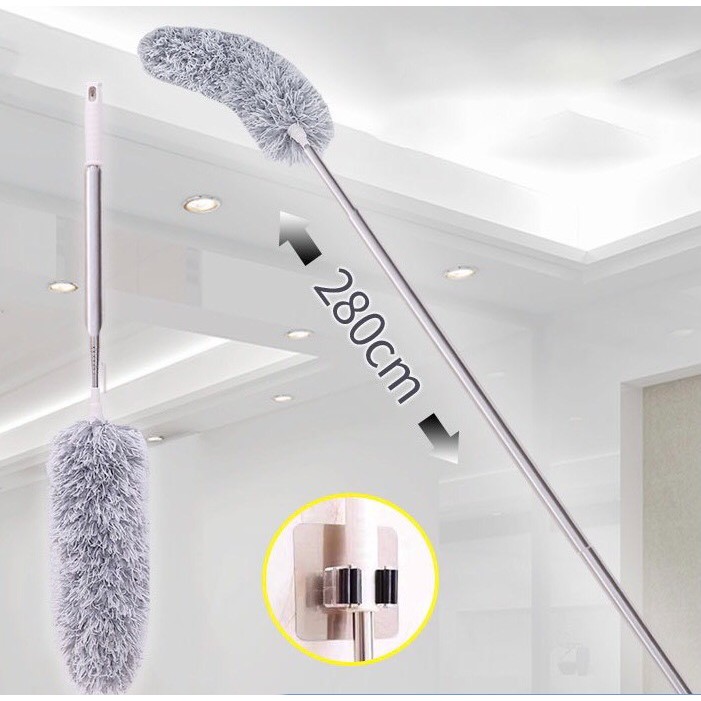 Chổi Quét Trần Bằng Sợi Vải Siêu Nhỏ Inox Cán Dài Cao Cấp Đầu Chổi Linh Hoạt