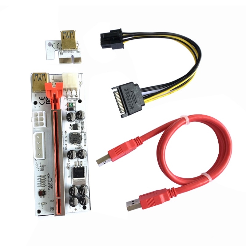 Card Mở Rộng PCI-E 1X Sang 16X 6Pin USB 3 0 Cho Miner Mining