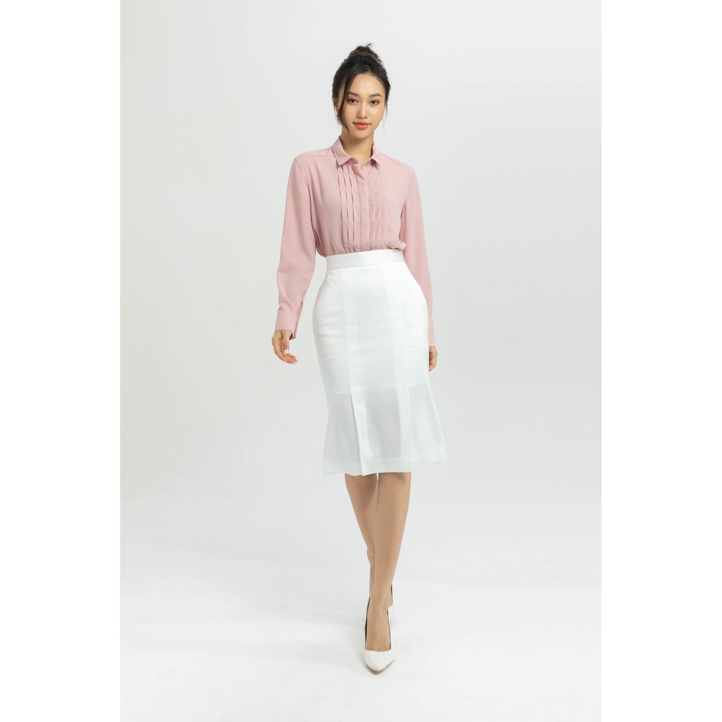 Áo sơ mi nữ xếp nếp đính ngọc thiết kế IVY moda MS 17M5214
