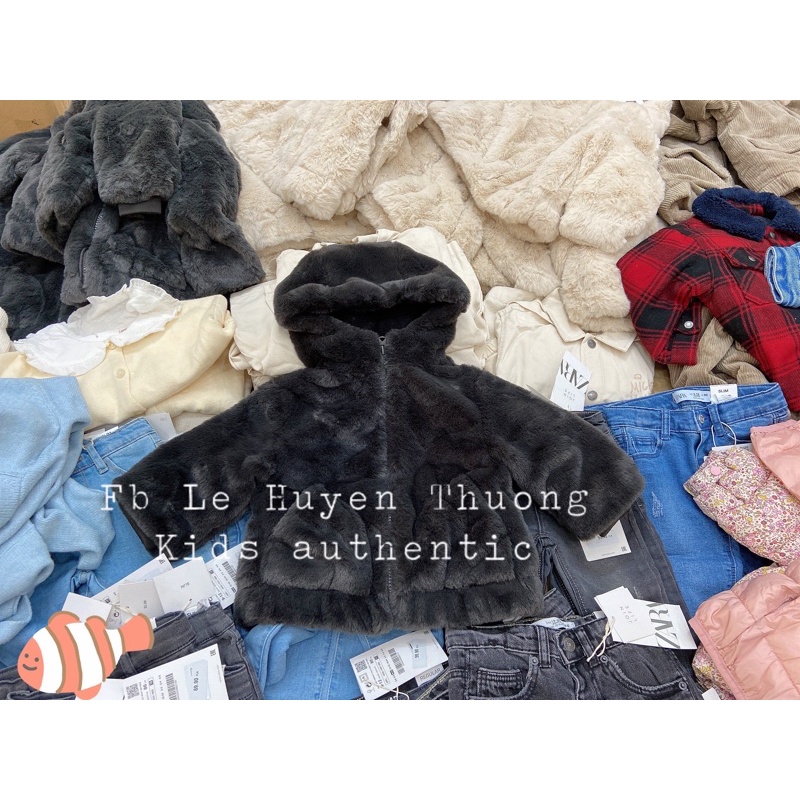 Áo khoác lông đen Za.ra authentic