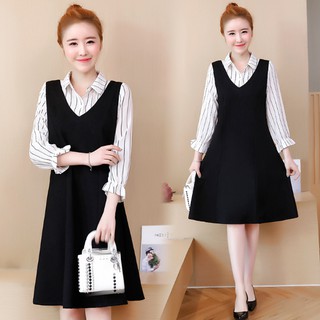 Đầm Bầu Công Sở Dáng Yếm Phối Sơ Mi