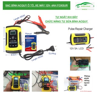 [XẢ KHO-THANH LÝ] Sạc bình ắc quy ô tô xe máy 12V 4Ah - 100Ah FOXSUR