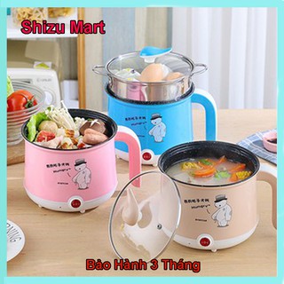 Nồi Lẩu Điện Mini, Nấu Mì 2 Tầng Kèm Giá Hấp Đa Năng Nướng, Luộc, Chiên Chống Dính  Tiện Lợi, Ca nấu mì mẫu mới NL01]