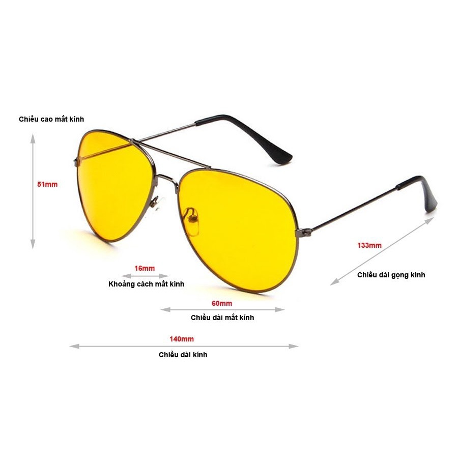Kính nhìn xuyên đêm mắt vàng chống chói lóa, bảo vệ mắt - Mắt kính vàng thời trang che bụi, chắn gió khi đi đường