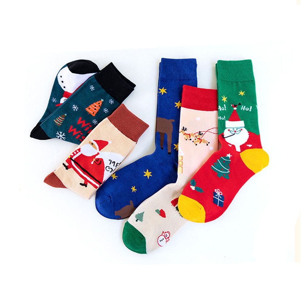 Tất cotton in họa tiết chủ đề Giáng sinh xinh xắn dành cho nữ