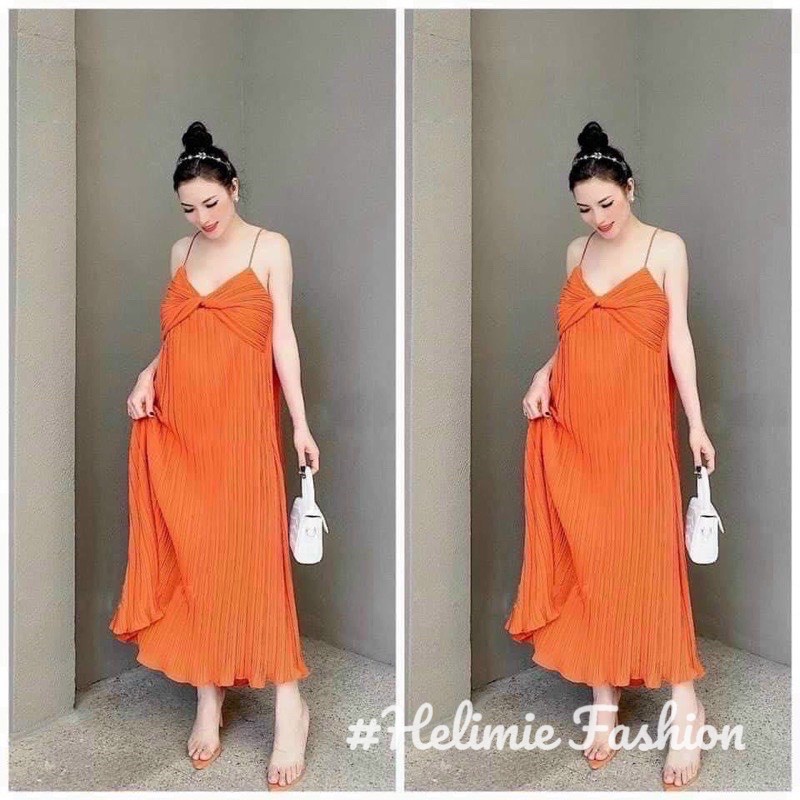 Đầm maxi 2 dây dập ly nhỏ xoắn ngực siêu đẹp video hình thật