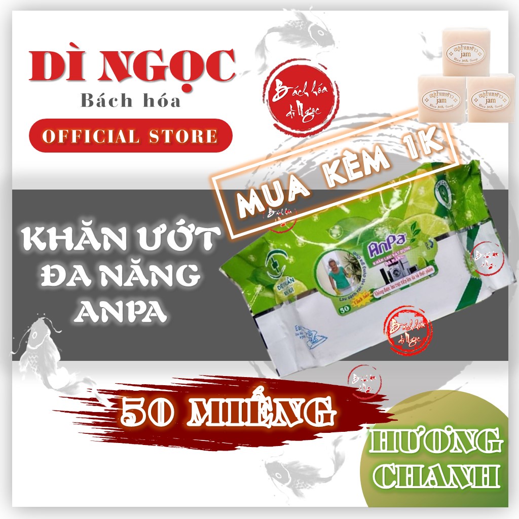 Khăn ướt lau bếp đa năng ANPA [𝐅𝐑𝐄𝐄𝐒𝐇𝐈𝐏 𝐗𝐓𝐑𝐀 NOWSHIP HCM] 🇻🇳 50 miếng kháng khuẩn khử mùi 800gr - HƯƠNG CHANH DIỆT KHUẨN