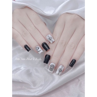 🎀Nail box, móng up thiết kế trắng đen thương hiệu 12🎀