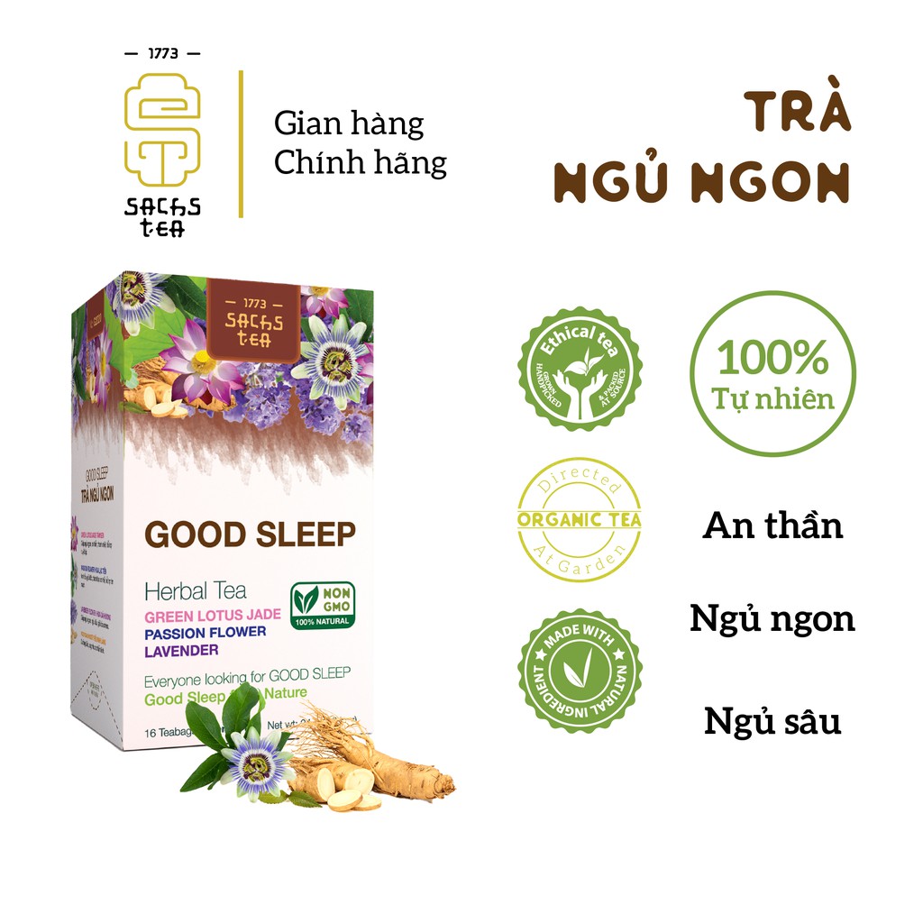 Trà Ngủ ngon Good Sleep Tea G2020 SACHS TEA 1773 Trà thảo mộc dễ ngủ an thần túi lọc tiện lợi thân thiện môi trường.