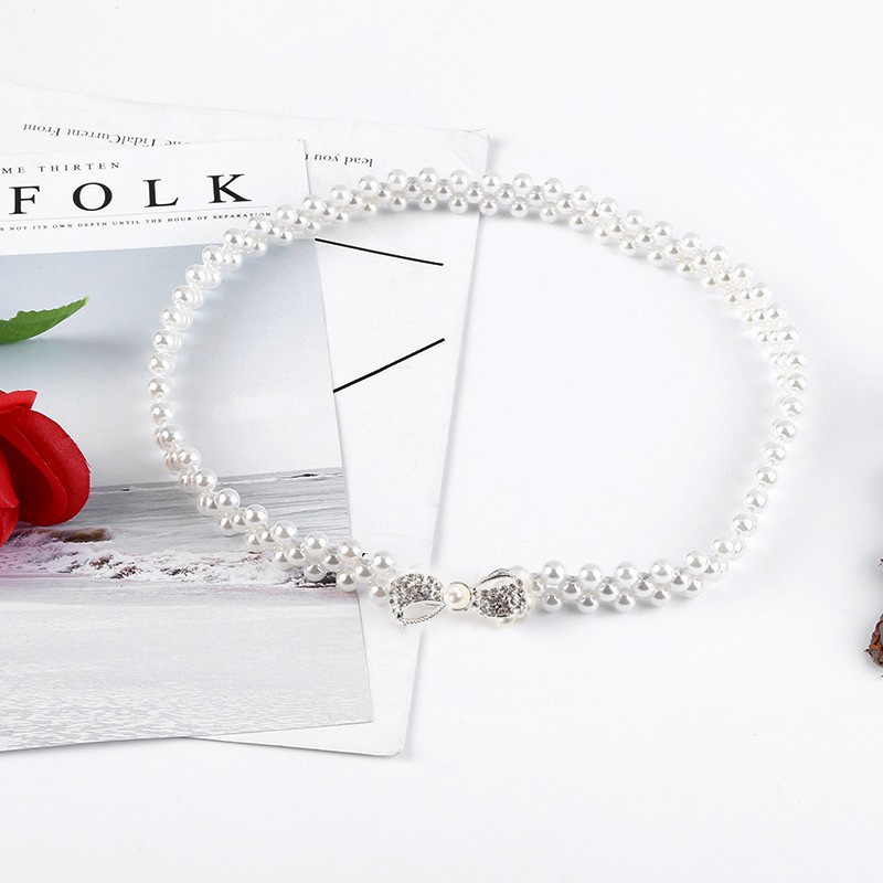 Thắt Lưng Dây Xích Phối Ngọc Trai Hình Trái Tim Thanh Lịch Cho Nữ