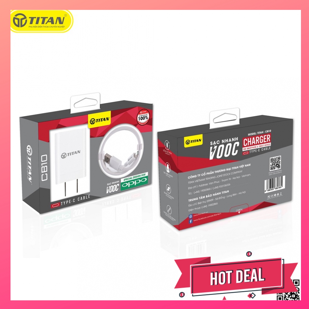 007876 - TP - Bộ combo sạc nhanh VOOC TITAN CB10 - TYPE C