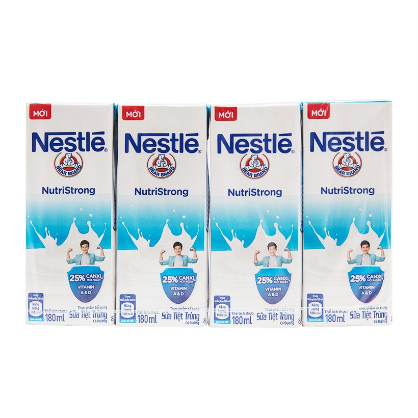 Lốc 4 Hộp Sữa Nước Nestlé  có đường (180ml /hộp)