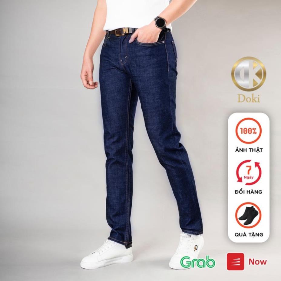 Quần Jean Nam Cao Cấp Xanh Tím Than Trơn, Quần Bò Nam Chất Vải Co Giãn Thoải Mái, DOKI XT-01 🥇 '