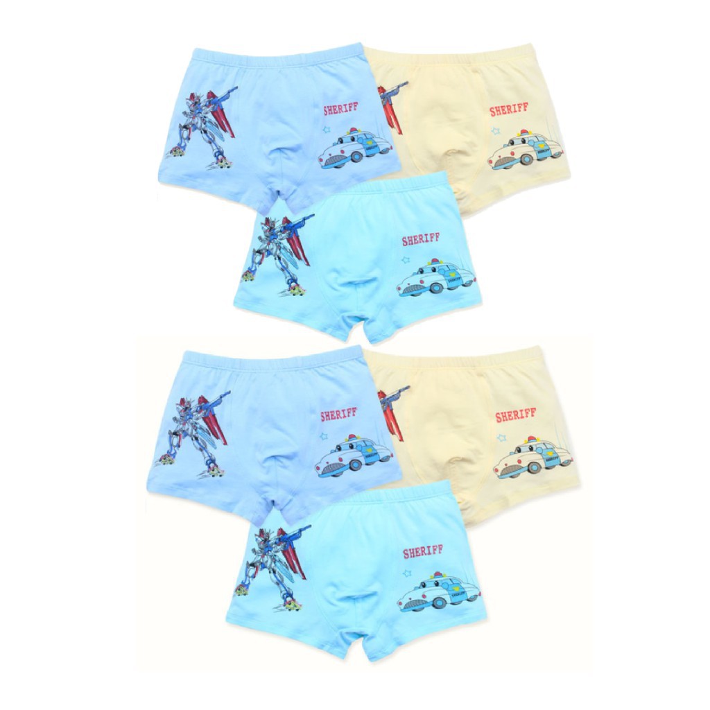 QUẦN LÓT TRẺ EM BÉ TRAI 2019, HÌNH NGƯỜI MÁY, COTTON, COMBO 06