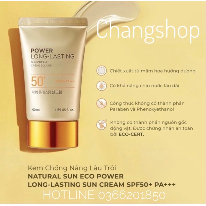 KEM CHỐNG NẮNG THE FACE SHOP NATURAL SUN ECO POWER LONG-LASTING SUN CREAM SPF50+