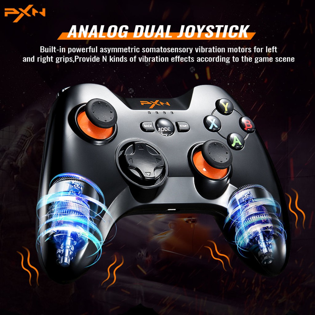 [Mã SKAMPUSH9 giảm 10% đơn 200K] Tay cầm chơi game không dây PXN 9613 Black Bluetooth form XBOX dành cho PC / Android /