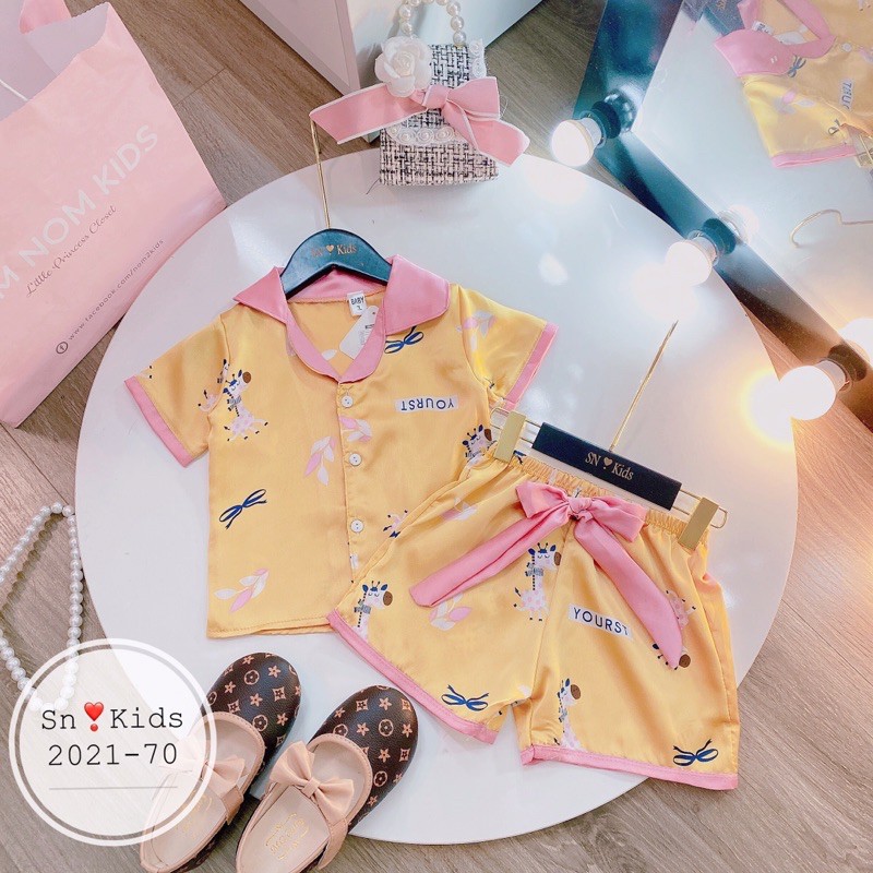 [XẢ GIÁ SỐC] Bộ ngủ lụa pijama cộc tay siêu xinh dành cho bé gái