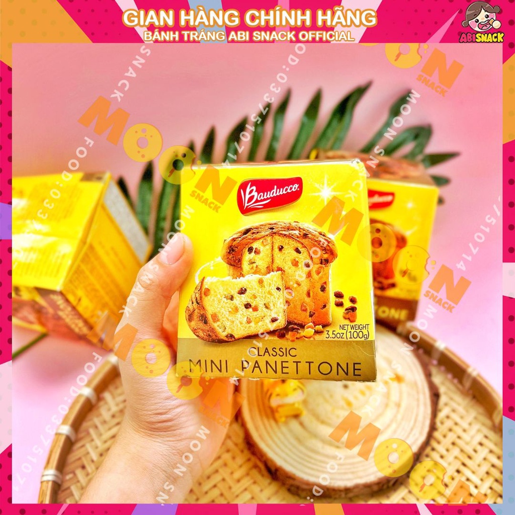 bánh bông lan hộp mini Bauducco Mini Panettone Original hộp 100g công thức Ý