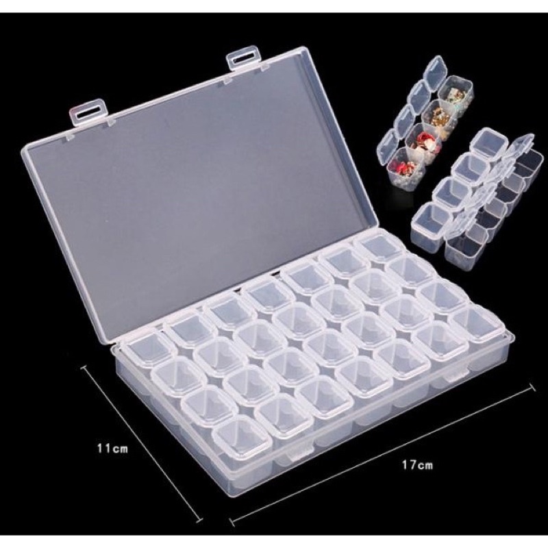 Hộp nhựa 28 ngăn đựng charm phụ kiện làm nail