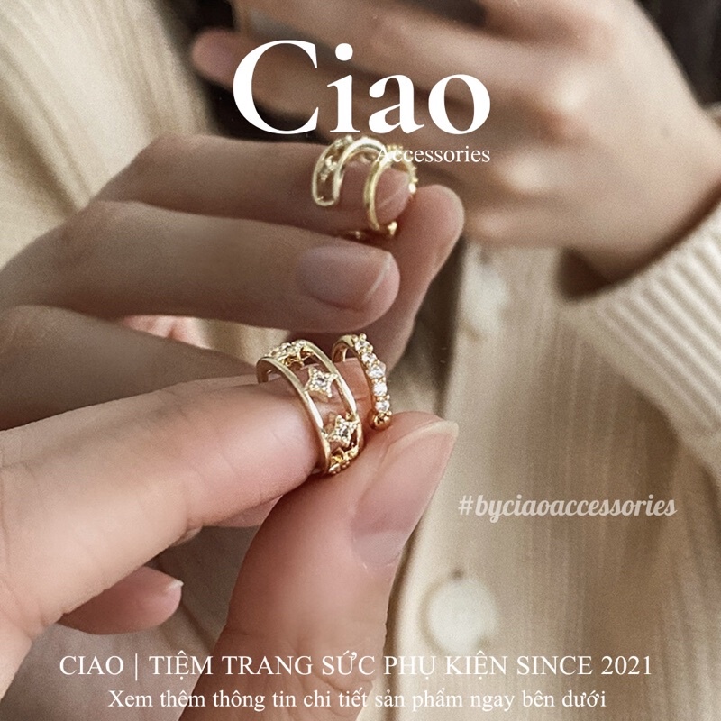 [BEST SELLER] Khuyên vành tai/ Kẹp vành tai mạ bạc thiết kế lấp lánh mới lạ trendy Ciao accessories