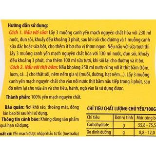 Yến mạch Union nguyên chất 450g