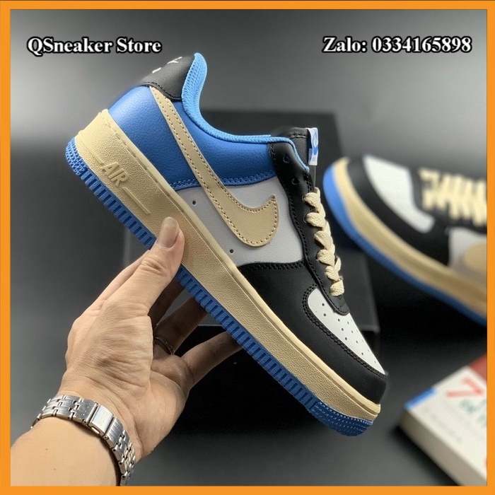 Giày Sneaker Nam Nữ Af1 Travis Scott Xanh Đen Cổ Tròn, Bo Viền Hàng Chất Lượng Cao Fullbox