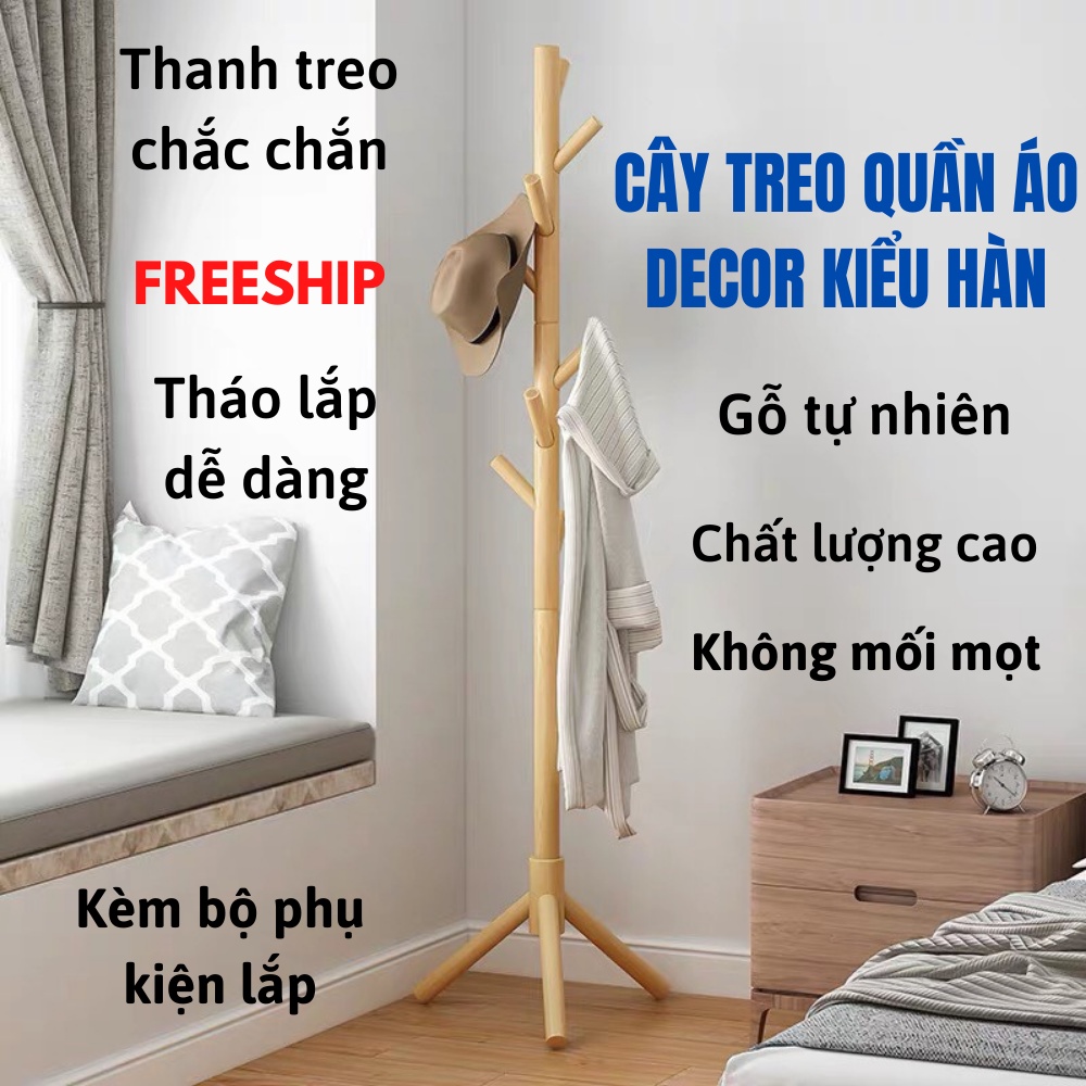 Cây Treo Quần Áo Gỗ, Giá Treo Quần Áo Đứng Gọn Gàng Kiểu Hàn Quốc KENSHIN SHOP