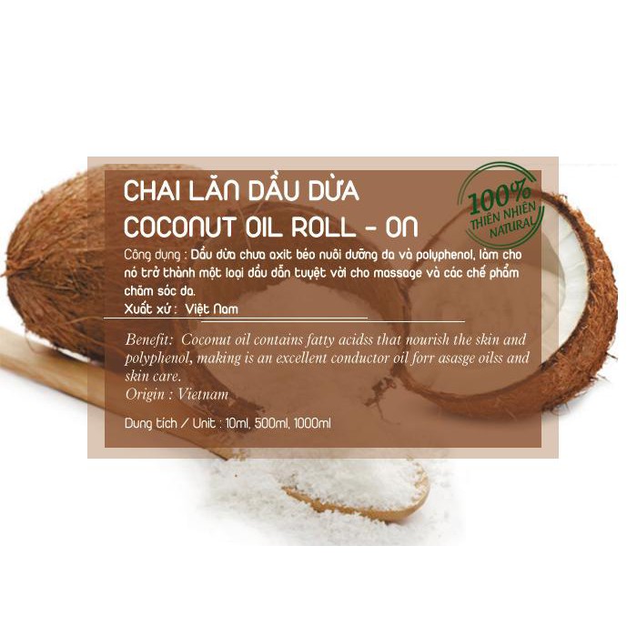 Chai Lăn Dầu Dừa giúp nuôi dưỡng da & chăm sóc da giúp môi giảm khô nứt PUREVESS 10ml | BigBuy360 - bigbuy360.vn