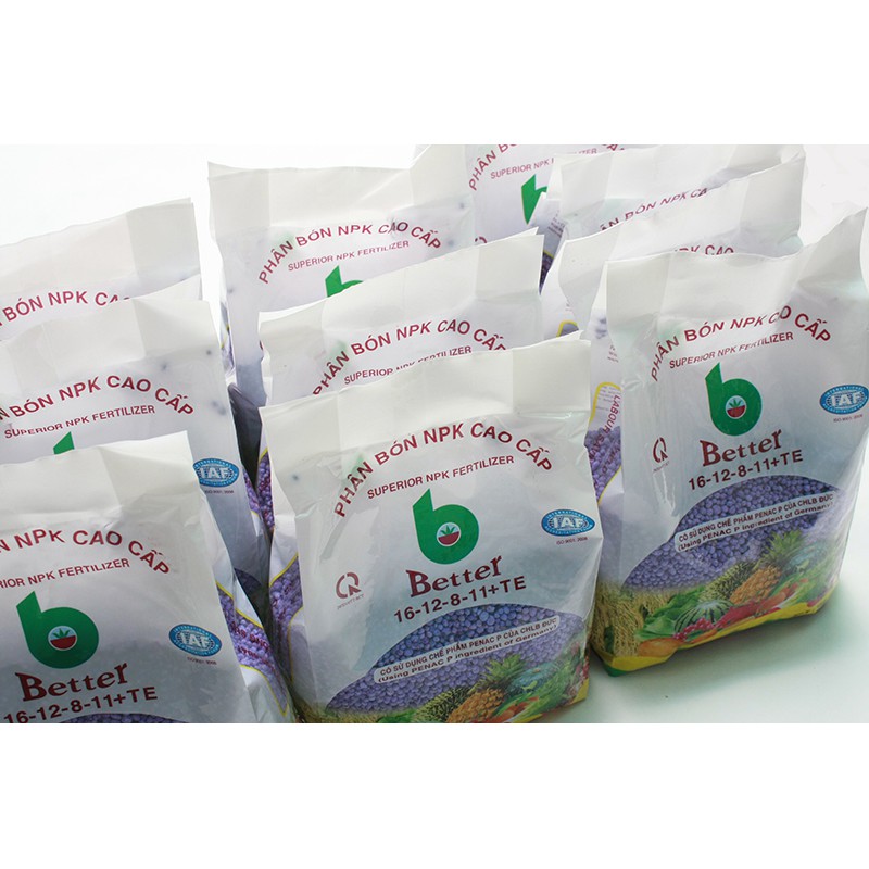 Phân bón NPK cao cấp, thương hiệu Better, NPK 16-12-8-11+TE nguyên liệu ngoại nhập (1kg)