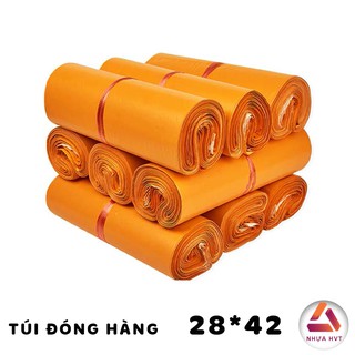 Túi gói hàng niêm phong NHỰA HVT, túi niêm phong pe size 28*42 Cam