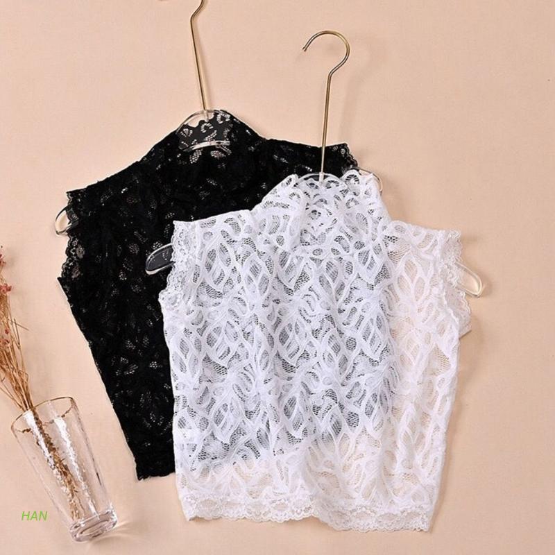 Áo Kiểu Cổ Cao Viền Ren Hoa Màu Trơn Có Thể Tháo Rời Thời Trang Cho Nữ