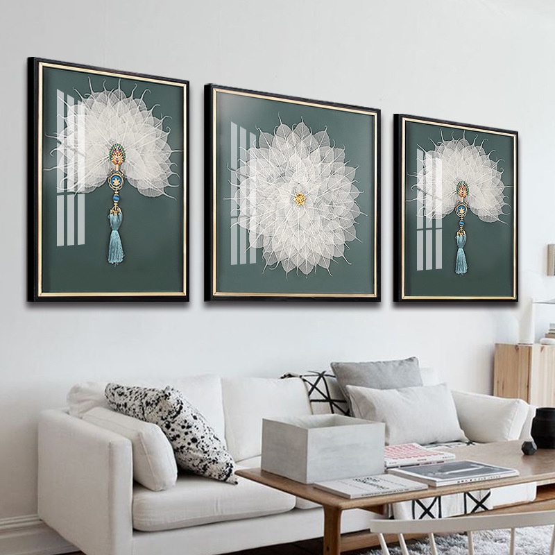 TRANH LÁ BỒ ĐỀ thủ công , bộ 3 tranh tả thực nghệ thuật lá bồ đề trang trí nhà cửa TimeDecor