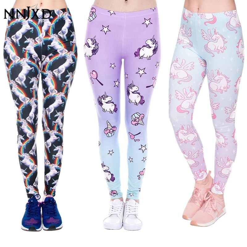 Quần legging in họa tiết hoạt hình kỳ lân dễ thương thời trang cho bé gái