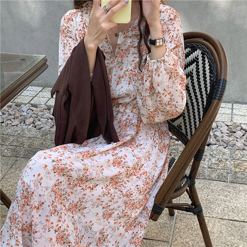 Đầm Voan Hoa Dài Tay Thời Trang Sành Điệu 38111