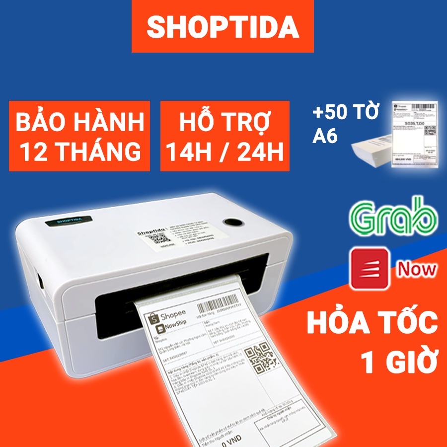 Máy in nhiệt Shoptida SP46 in đơn hàng, phiếu gửi, minicode, logo tự dán, bảo hành 12T