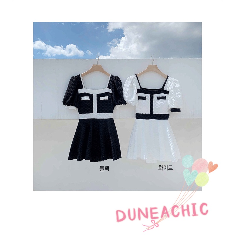 DUNEA Đồ Bơi Một Mảnh Màu Tương Phản Phong Cách Retro Cho Nữ