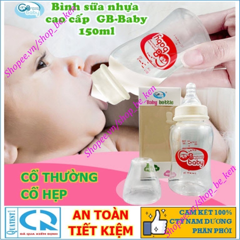 Bình sữa nhựa cao cấp CỔ HẸP không BPA (150ml / 250ml) - GB BABY (Công nghệ Korea)