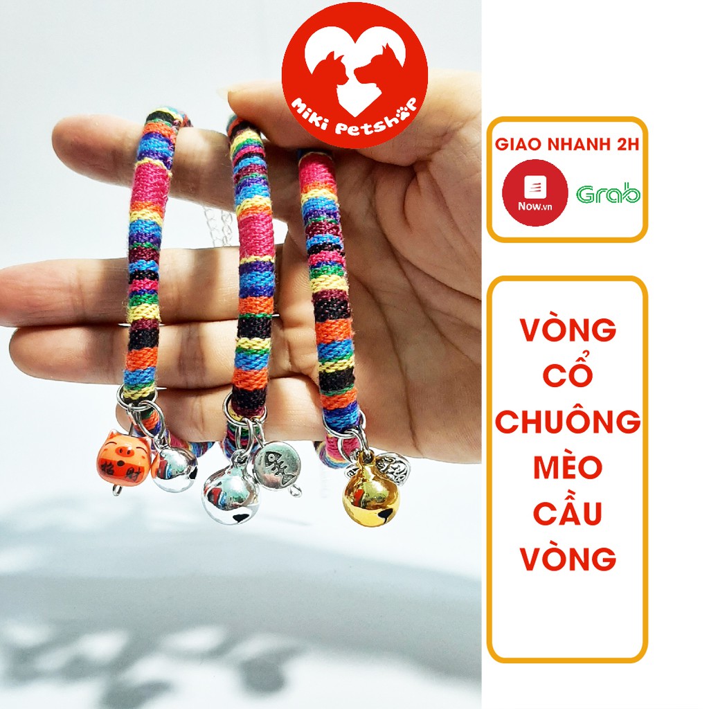 Vòng Cổ Chuông Cầu Vồng Cho Mèo Chó Nhỏ Handmade - Miki Petshop