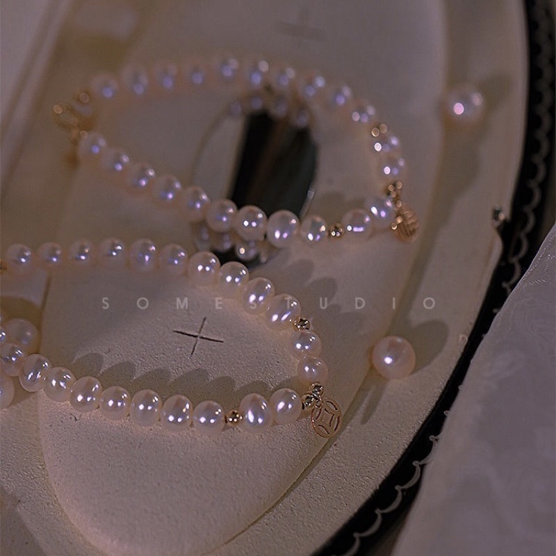 Vòng tay, lắc tay nữ hạt trai may mắn phong cách tiểu thư, thanh lịch