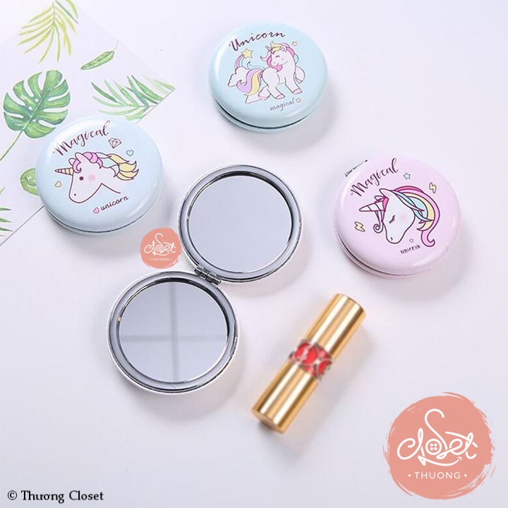 Gương gập mini bỏ túi, Gương gấp gọn 2 mặt siêu cute cho bạn nữ