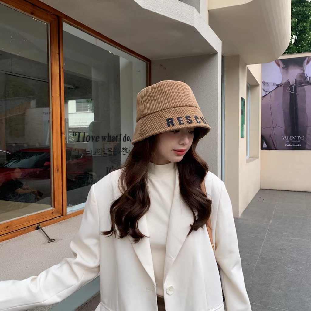 Nón Bucket vải len tăm mềm hàng nhập loại 1, mũ vành tròn nhỏ sụp màu pastel