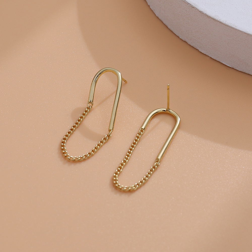 Đôi Khuyên Tai Dây Xích Hình Tròn Thiết Kế Đơn Giản Thời Trang Mùa Hè Dành Cho Nữ