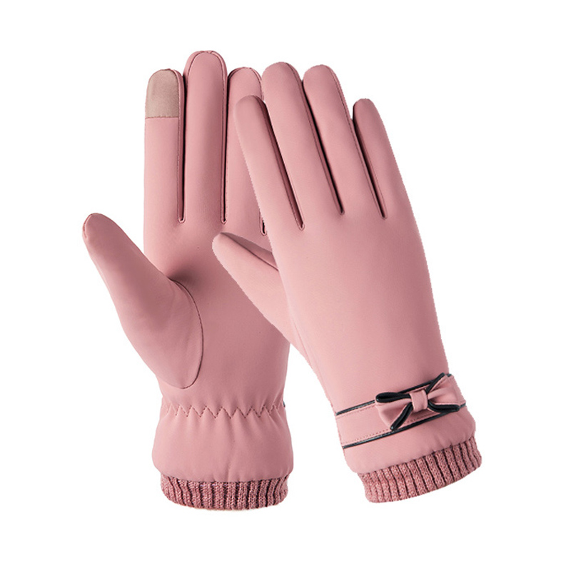 Găng tay lông mềm chống thấm nước giữ ấm mùa đông cảm ứng cho nữ