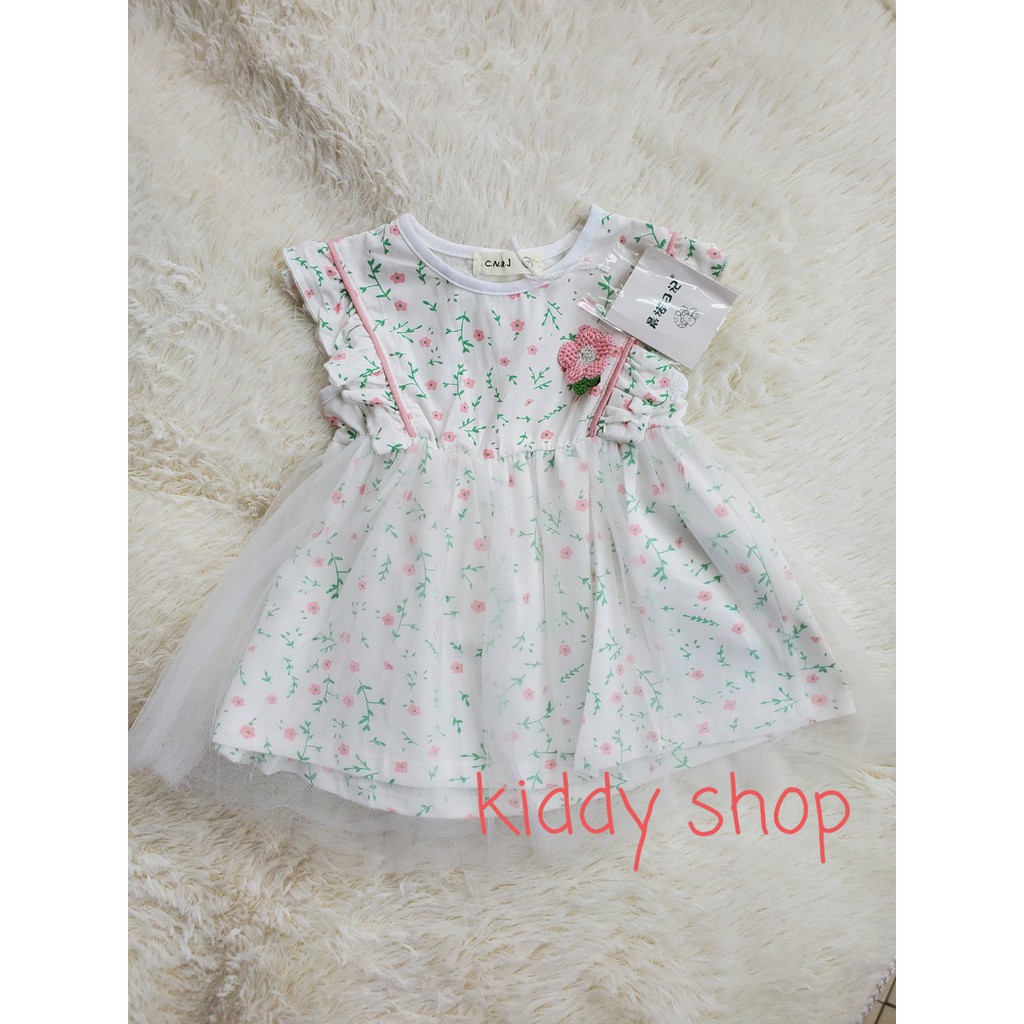 Đầm thun hoa nhí phối voan mềm (8-16kg)