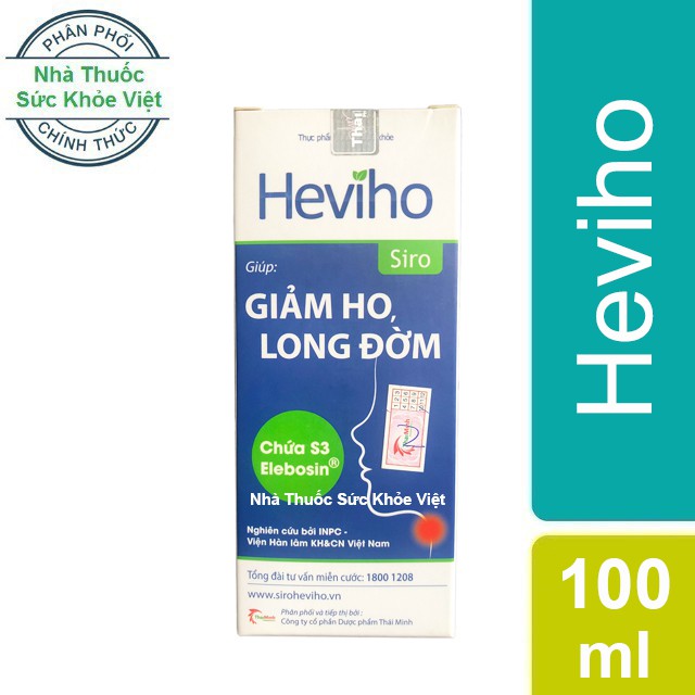 Chính Hãng : Siro Heviho - Hỗ Trợ Giảm Ho - Đau Rát Họng - Long Đờm - Chai 100ml