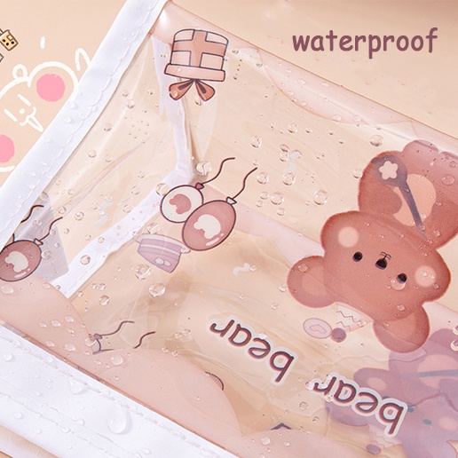 INS Túi bút chì không thấm nước trong suốt Phim hoạt hình dễ thương Hộp đựng bút chì dung lượng lớn Túi mỹ phẩm Túi đựng bút chì học sinh