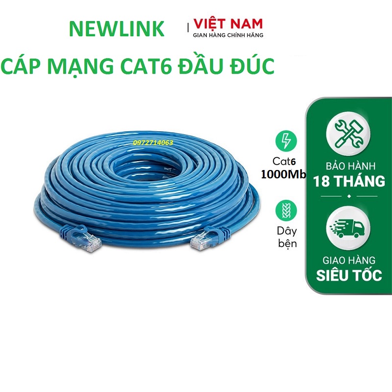 Dây mạng Cat6 NewLink cao cấp 10/100/1000. CHÍNH HÃNG, ĐẦU ĐÚC 0.3M-5M