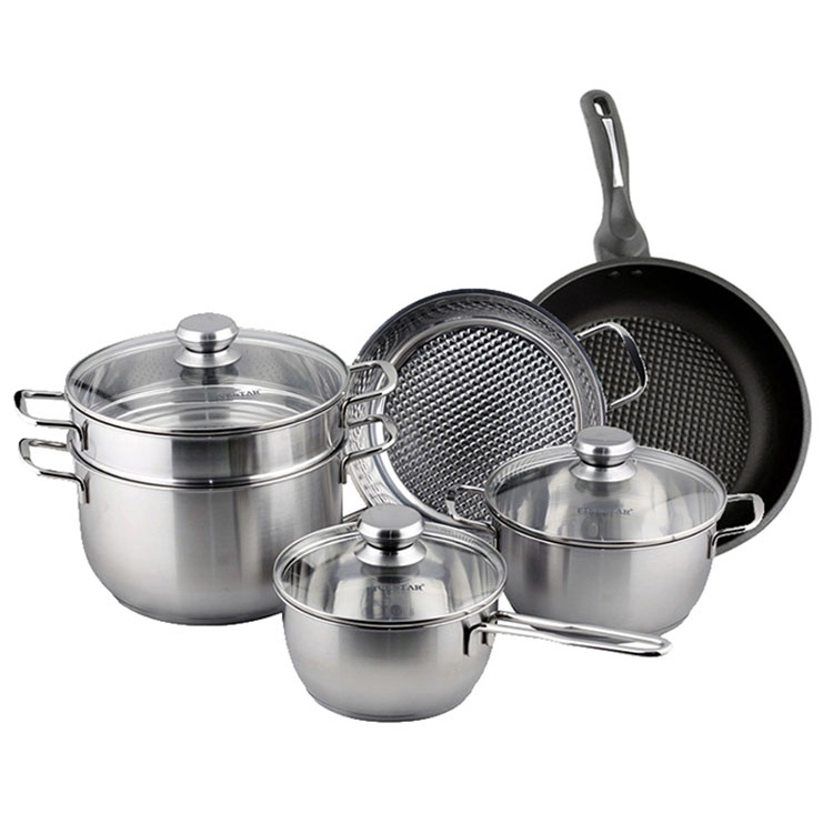 BỘ NỒI INOX 5 CHIẾC FIVESTAR VUNG KÍNH 3 ĐÁY DÀY NẶNG CHẮC CHẮN, XÀO , NẤU TIỆN LỢI, HÀNG CHÍNH HÃNG