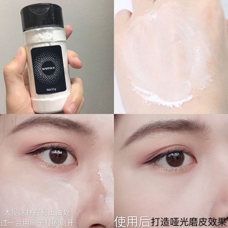 Phấn Phủ Dạng Bột Cố Định Lớp Trang Điểm Màu Đen Chống Thấm Nước Kiềm Dầu Không Vón Cục Làm Trắng Da 55g