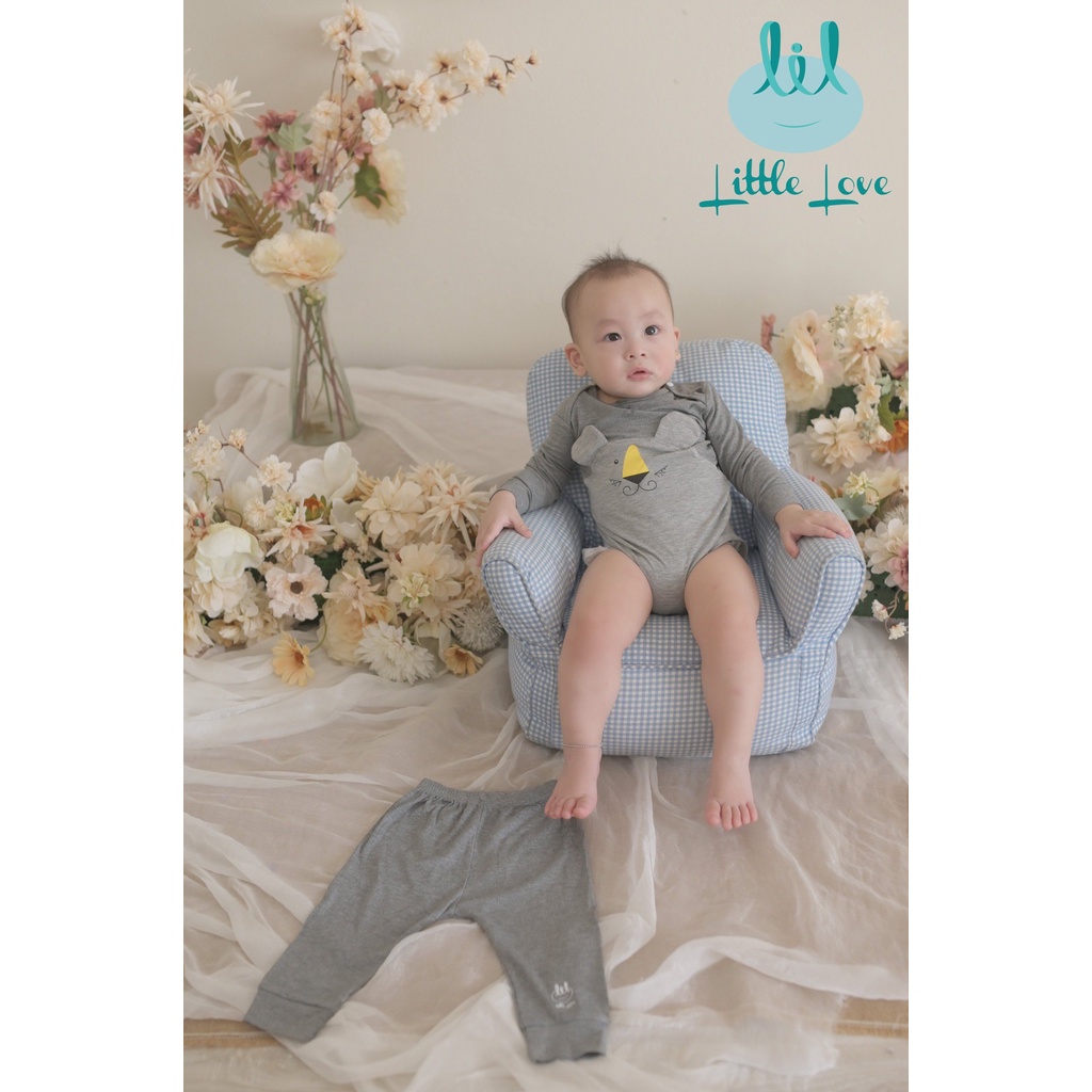 [3-18M]Set bộ body mix quần tăm Lil Little Love dành cho bé trai bé gái dễ thương